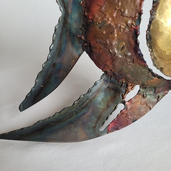 Vintage Brutalist MCM Metal Fish Wall Decor in the Style of Curtis Jere - Picture 3 of 12